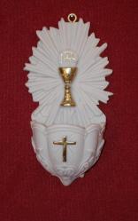  First Holy Communion Holy Water Font in Alabaster, 5\" 
